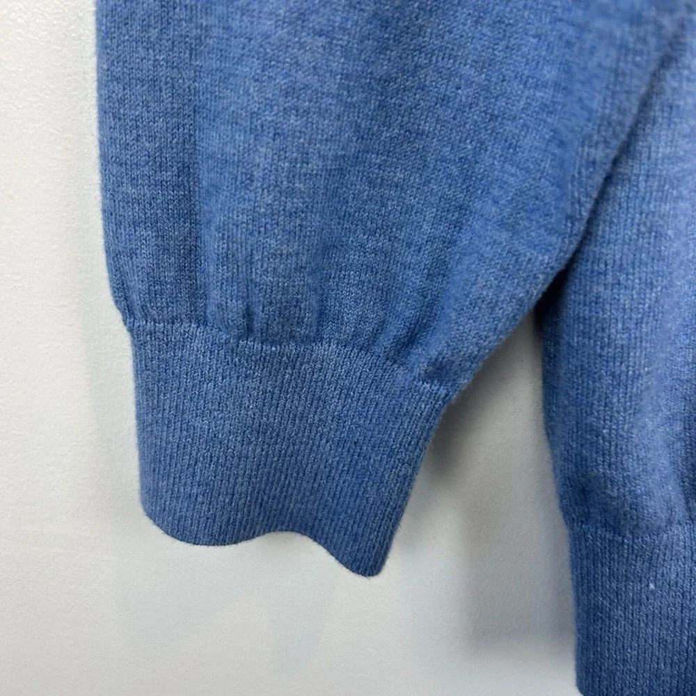 LL Bean Sweater Mens L Tall Cotton Cashmere Blend V Neck Blue 275552 Read
